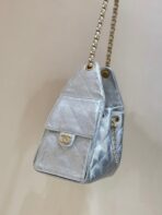 CC 25 HANDBAG IN SILVER-TONE 30 GRAINED CALFSKIN GOLD HARDWARE - Image 4