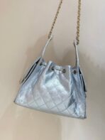 CC 25 HANDBAG IN SILVER-TONE 30 GRAINED CALFSKIN GOLD HARDWARE - Image 5