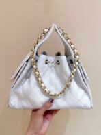 CC 25 HANDBAG IN WHITE 30 GRAINED CALFSKIN GOLD HARDWARE - Image 7