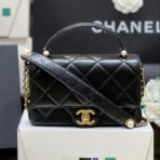 PEARL LIMITED EDITION FLAP BAG WITH HANDLE 20 IN BLACK - Image 2