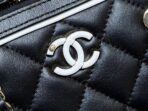 MEITO BOSTON MATELASSE CAVIAR SHOULDER HANDBAG 18 IN BLACK LAMBSKIN - Image 5