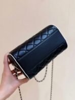 MEITO BOSTON MATELASSE CAVIAR SHOULDER HANDBAG 18 IN BLACK LAMBSKIN - Image 10