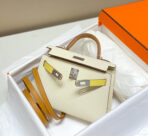 HM KELLY MINI 20 WHITE YELLOW BROWN  SILVER HARDWARE - Image 3