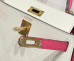 HM KELLY MINI 20 WHITE PINK  GOLD HARDWARE - Image 7