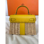 KELLY 20CM JAUNE DE NAPLES SWIFT IN YELLOW  AND WICKER SILVER HARDWARE - Image 3