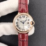 BALLON BLEU 33MM ROSE GOLD CASE DIAMOND BEZEL RED LEATHER - Image 12