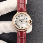 BALLON BLEU 33MM ROSE GOLD CASE DIAMOND BEZEL RED LEATHER - Image 2
