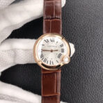 BALLON BLANC DE CARTIER QUARTZ ROSE GOLD BROWN LEATHER - Image 2