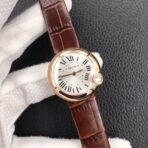 BALLON BLANC DE CARTIER QUARTZ ROSE GOLD BROWN LEATHER - Image 12
