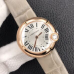 BALLON BLANC DE CARTIER ROSE GOLD CASE GREY LEATHER