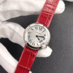 BALLON BLANC DE CARTIER QUARTZ STEEL CASE RED LEATHER - Image 4