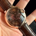 BALLON BLEU 42 ROSE GOLD CASE BROWN DIAL LEATHER BRACELET - Image 6