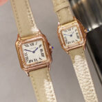 PANTHERE DE CARTIE DIAMOND BEZEL ROSE GOLD BEIGE LEATHER - Image 5