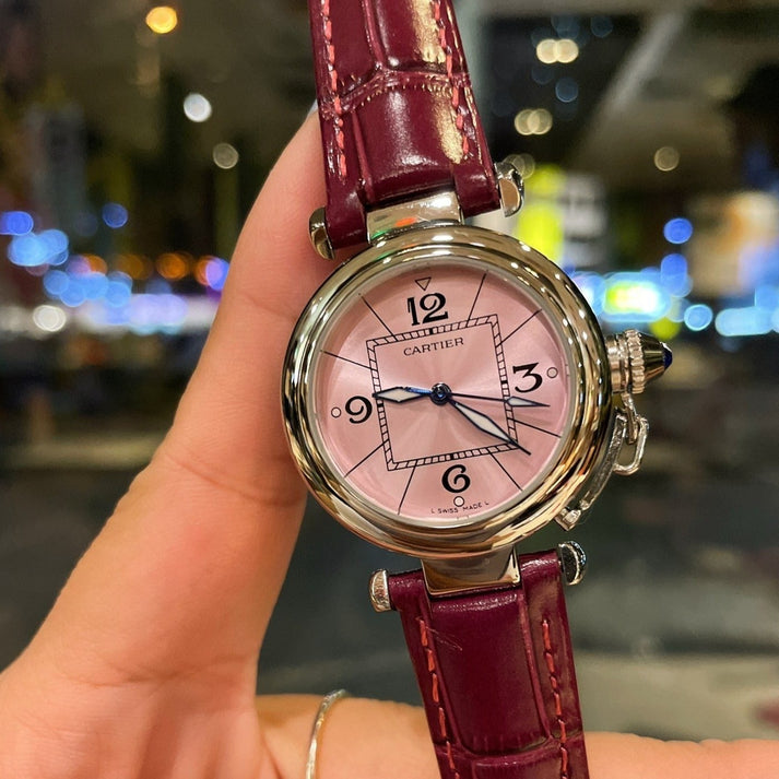 13274635631043081_1800x1800_18781bcb-9f91-4782-9435-01183c16bae9.jpg PASHA DE CARTIER 35MM QUARTZ PINK DIAL - Image 1