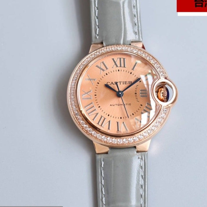13275066759783772_1800x1800_2e138ded-3bf6-452e-8e87-75aa48ab57c4.jpg BALLON BLEU 33MM ROSE GOLD GREY LEATHER - Image 1