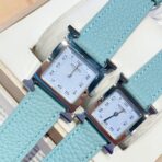 HM HEURE H 26 SILVER BLUE DIAL EPSOM LEATHER - Image 9