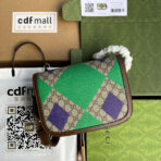 HORSEBIT 1955 SADDLE BAG 25 IN COLORFUL CANVAS AND BROWN LEATHER TRIM GOLD HARDWARE - Image 3