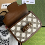 HORSEBIT 1955 SADDLE BAG 25 IN COLORFUL CANVAS AND BROWN LEATHER TRIM GOLD HARDWARE - Image 4