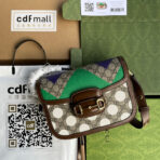 HORSEBIT 1955 SADDLE BAG 25 IN COLORFUL CANVAS AND BROWN LEATHER TRIM GOLD HARDWARE - Image 2