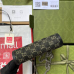 DYONYSUS SHOULDER BAG 20 IN BLACK YELLOW DENIM AND BLACK  TRIM SILVER HARDWARE - Image 4