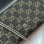 DYONYSUS SHOULDER BAG 20 IN BLACK YELLOW DENIM AND BLACK  TRIM SILVER HARDWARE - Image 8