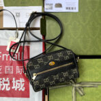 DENIM SHOULDER BAG 17 BLACK WITH LEATHER TRIM - Image 2