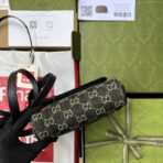 DENIM SHOULDER BAG 17 BLACK WITH LEATHER TRIM - Image 6