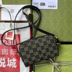 DENIM SHOULDER BAG 17 BLACK WITH LEATHER TRIM - Image 7