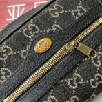 DENIM SHOULDER BAG 17 BLACK WITH LEATHER TRIM - Image 9