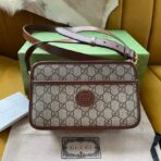 BAG WITH INTERLOCKING G 22 IN BEIGE EBONY CANVAS AND BROWN  TRIM - Image 2