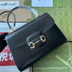 HORSEBIT 1955 MEDIUM TOP HANDLE BAG 29 IN BLACK  GOLD HARDWARE - Image 3