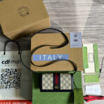 MINI 19 OPHIDIA BAG IN BLACK  AND BEIGE CANVAS