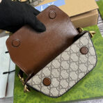 GG MINI 13 HANDBAG IN BEIGE CANVAS AND BROWN - Image 4