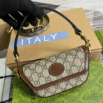 GG MINI 13 HANDBAG IN BEIGE CANVAS AND BROWN - Image 3