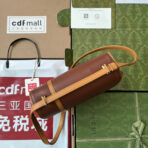 EQUESTRIAN STYLE SHOULDER BAG 21 IN BROWN  GOLD HARDWARE - Image 3