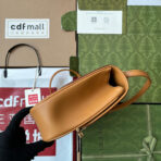 EQUESTRIAN STYLE SHOULDER BAG 21 IN BROWN  GOLD HARDWARE - Image 7