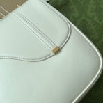 EQUESTRIAN STYLE SHOULDER BAG 21 IN WHITE  GOLD HARDWARE - Image 3