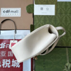 EQUESTRIAN STYLE SHOULDER BAG 21 IN WHITE  GOLD HARDWARE - Image 7