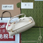 EQUESTRIAN STYLE SHOULDER BAG 21 IN WHITE  GOLD HARDWARE - Image 8