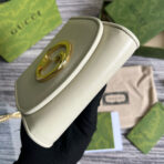 BLONDIE INTERLOCK MINI SHOULDER BAG 12 IN WHITE  GOLD CHAIN - Image 6