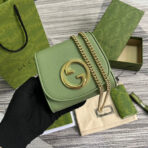 BLONDIE INTERLOCK MINI SHOULDER BAG 12 IN GREEN  GOLD CHAIN - Image 2