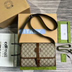 MESSENGER BAG 25 IN BEIGE CANVAS ANG BROWN