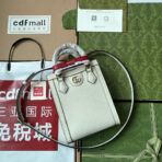 DIANA TOTE BAG 19 IN WHITE LAMBSKIN WITH BAMBOO HANDLE - Image 2