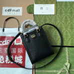 DIANA TOTE BAG 19 IN BLACK LAMBSKIN WITH BAMBOO HANDLE - Image 2