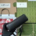 DIANA TOTE BAG 19 IN BLACK LAMBSKIN WITH BAMBOO HANDLE - Image 8