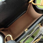 DIANA TOTE BAG 19 IN BLACK LAMBSKIN WITH BAMBOO HANDLE - Image 3