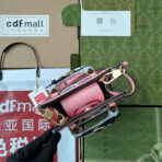 DIANA TOTE BAG 19 IN PINK LAMBSKIN WITH BAMBOO HANDLE - Image 4