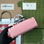 DIANA TOTE BAG 19 IN PINK LAMBSKIN WITH BAMBOO HANDLE - Image 10