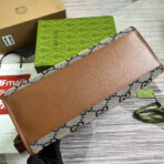 GG LARGE 37 TOTE BAG IN GREY CANVAS AND BROWN - Image 6