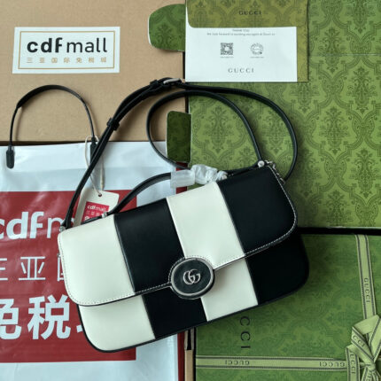 PETITE SMALL SHOULDER BAG 27 IN BLACK MIX WHITE